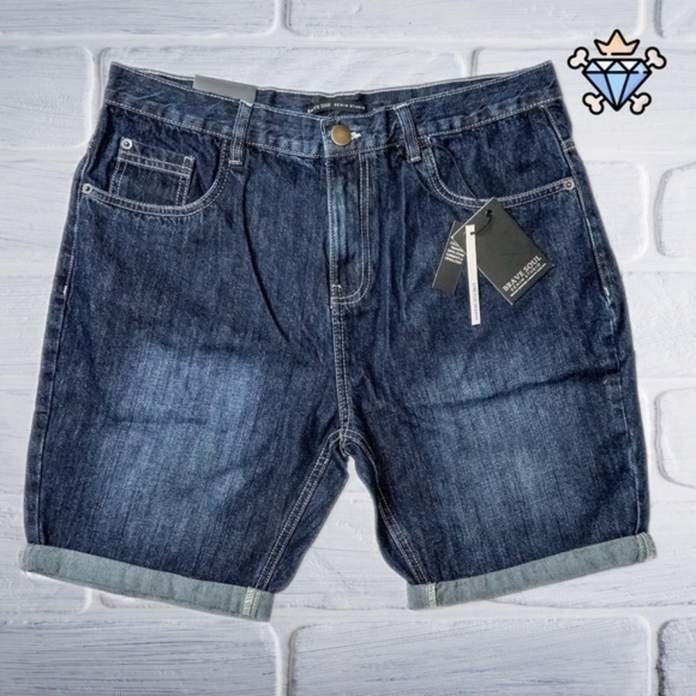 MENS BRAVE SOUL SKINNY STRETCH DENIM SHORTS SIZE LARGE